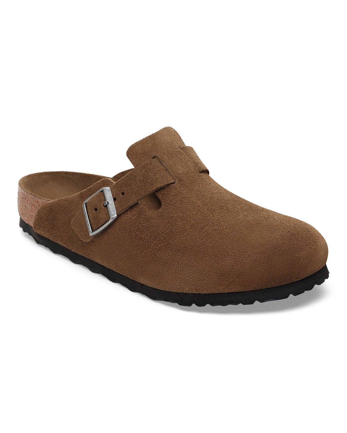 Birkenstock Boston Soft Footbed Unisex Suede Clogs - Dark Tea/Tonal Footbed