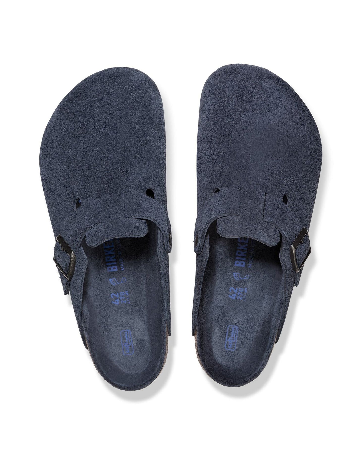 Birkenstock Boston Soft Footbed Unisex Suede Clogs - New Navy Tonal FB