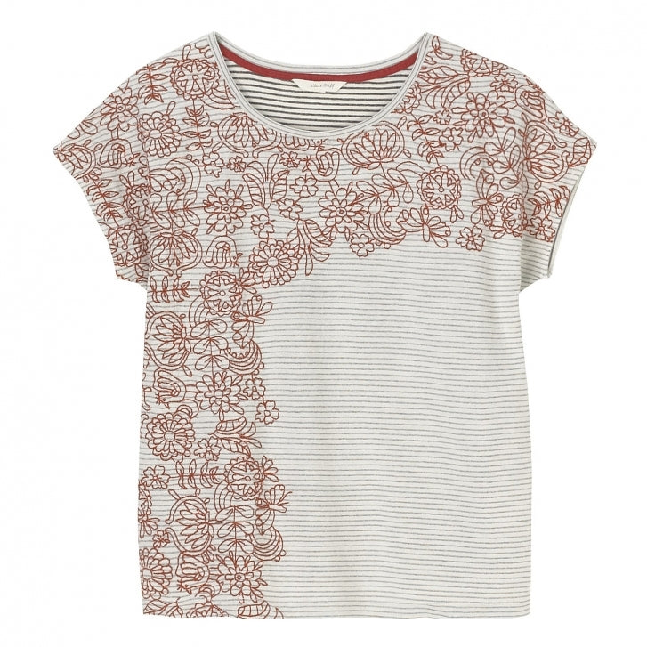 White Stuff Stripe Swirl Womens Jersey Tee AW17