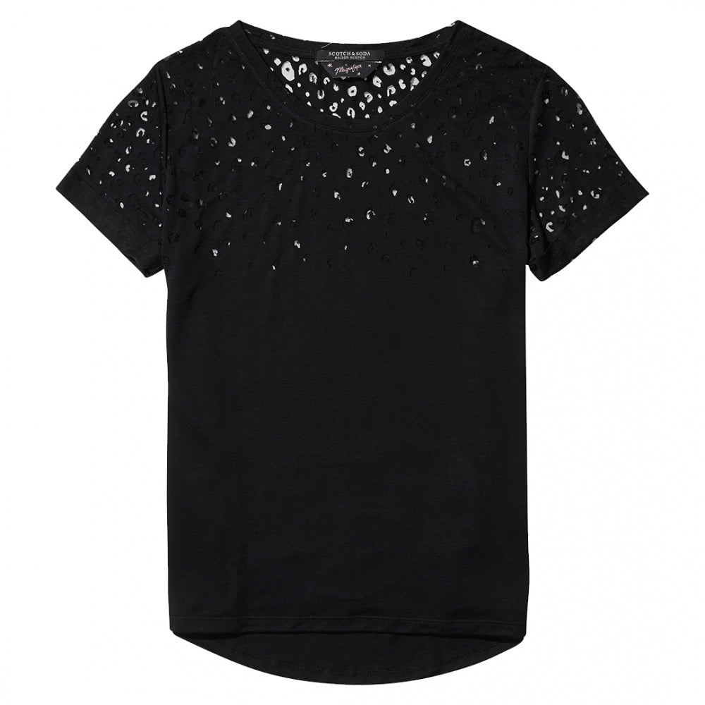 Maison Scotch Short Sleeve Burn-Out Animal Womens Tee