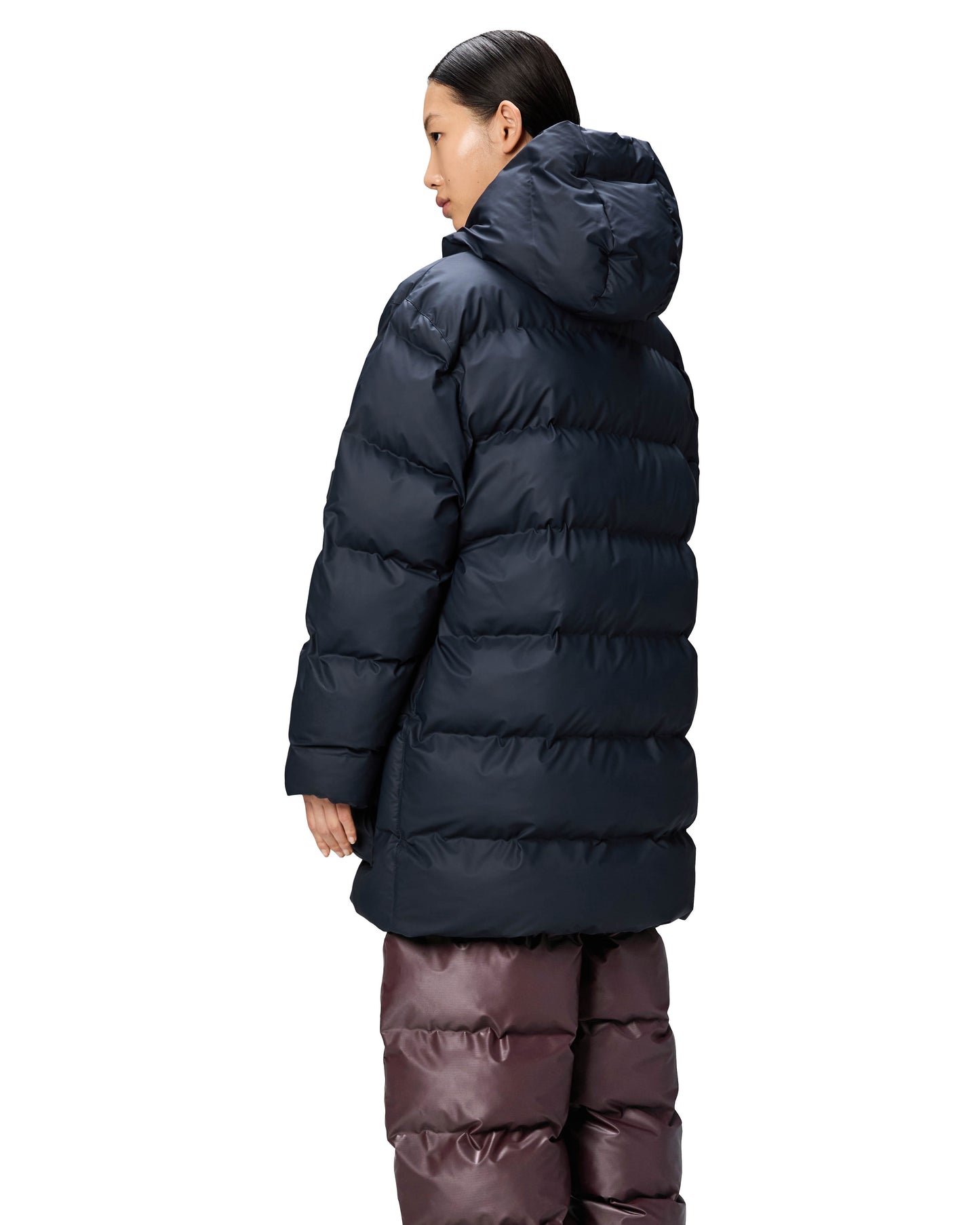 Rains Alta Long Puffer Cargo Jacket - 47 Navy