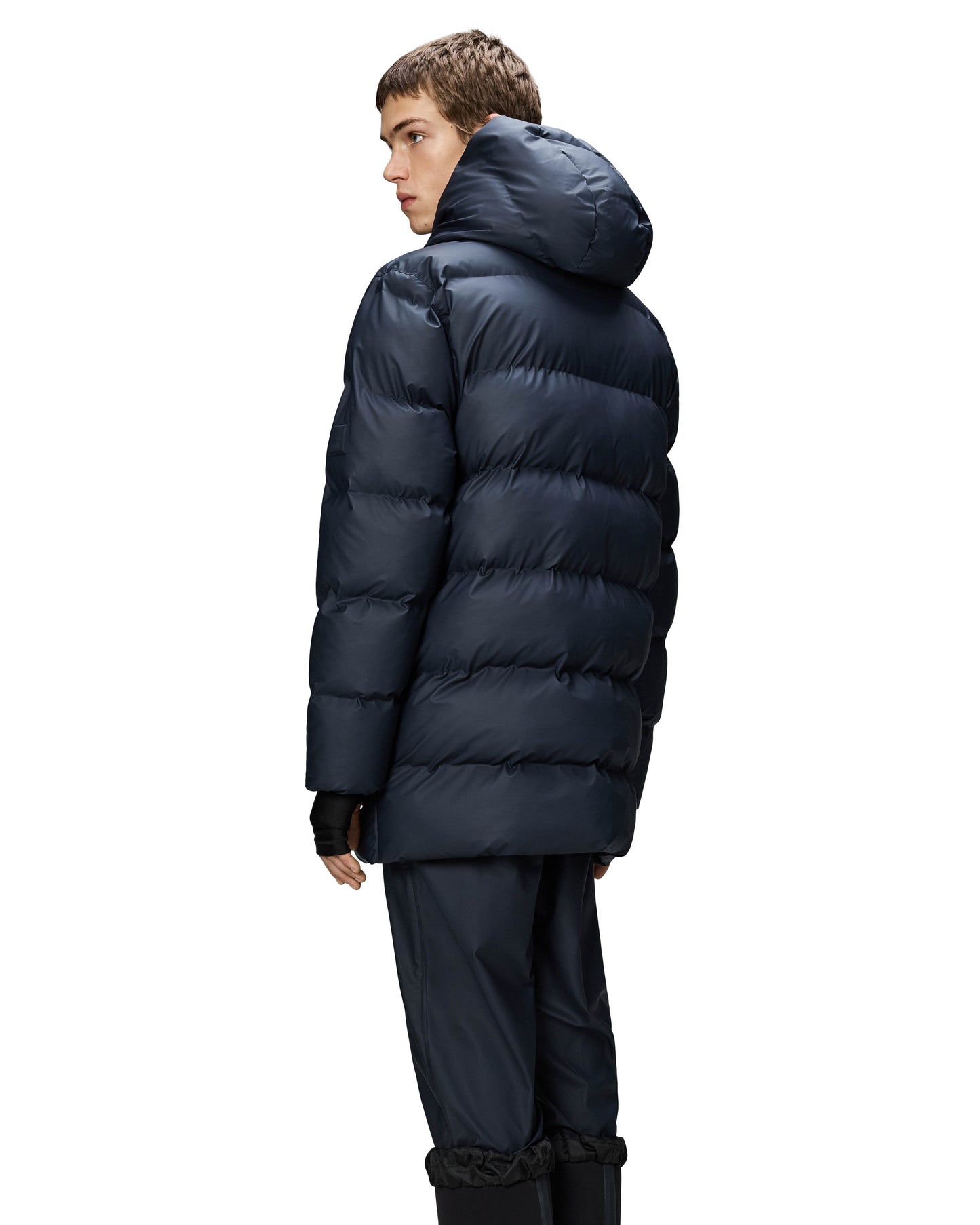 Rains Alta Long Puffer Cargo Jacket - 47 Navy