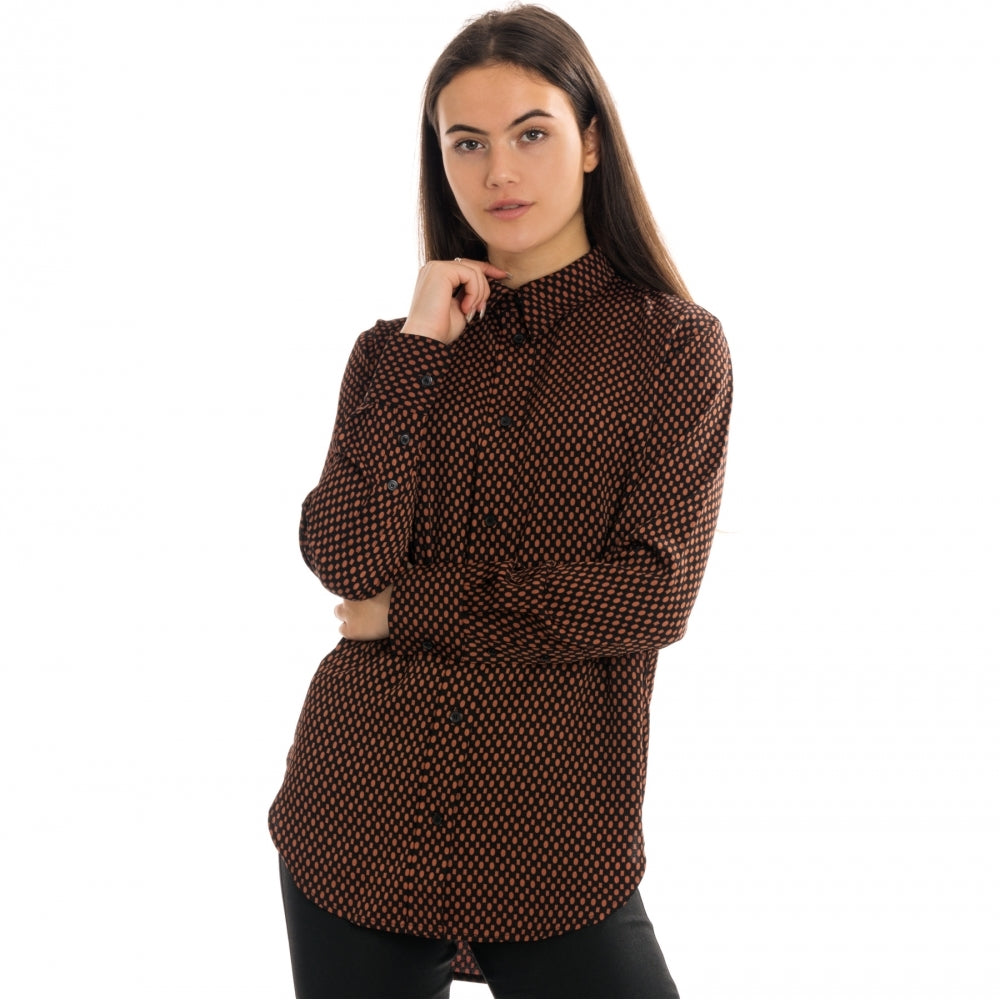 Calvin Klein Print Geometric Relaxed Long Sleeve Womens Shirt