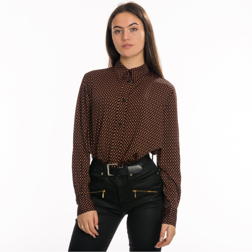 Calvin Klein Print Geometric Relaxed Long Sleeve Womens Shirt