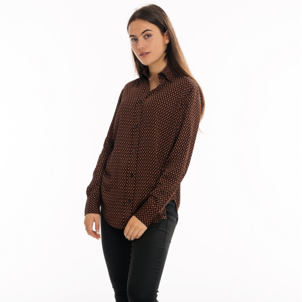Calvin Klein Print Geometric Relaxed Long Sleeve Womens Shirt