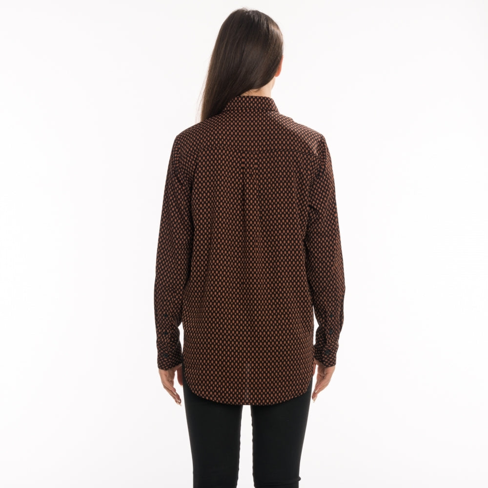 Calvin Klein Print Geometric Relaxed Long Sleeve Womens Shirt
