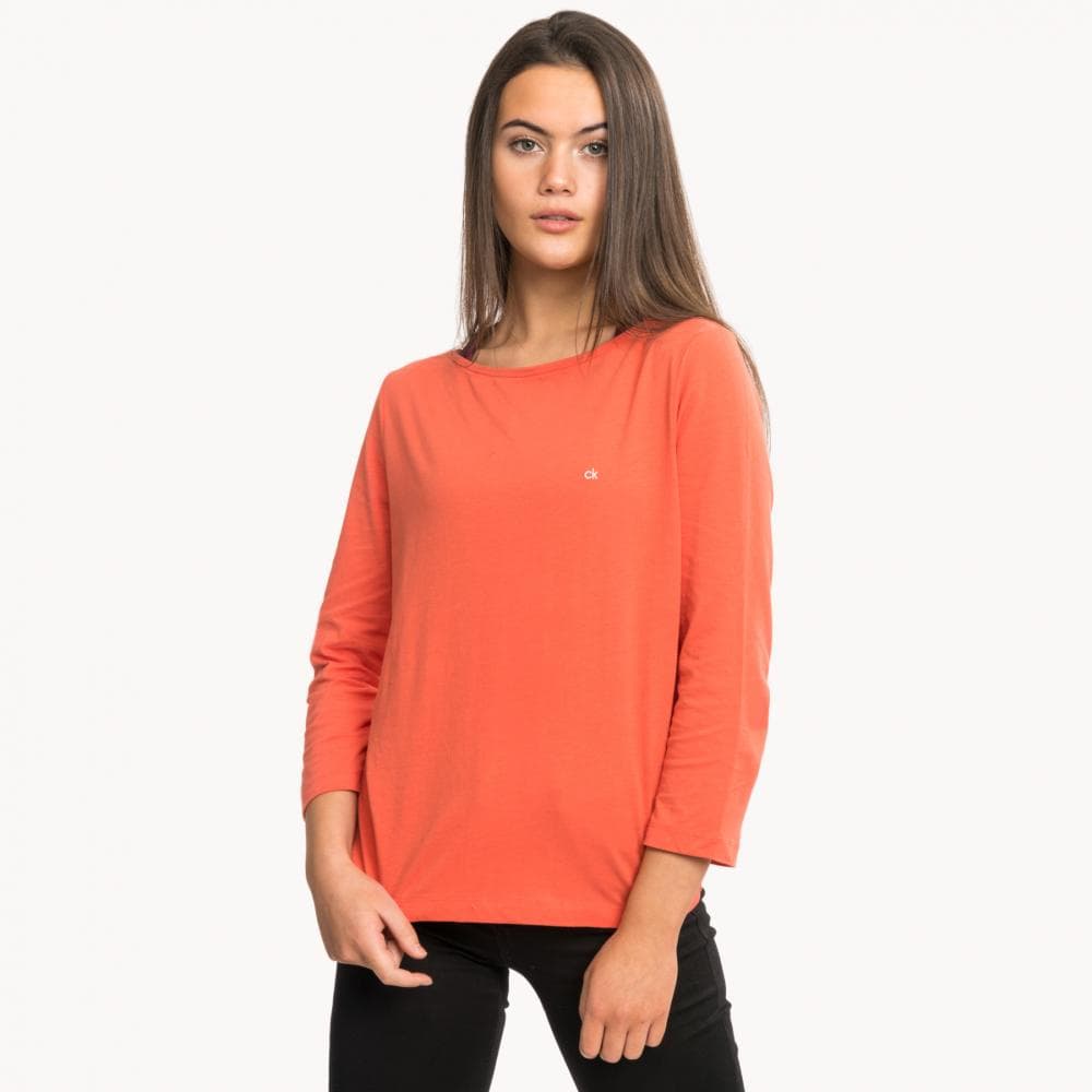 Calvin Klein Boat Neck 3/4 Sleeve Womens Top