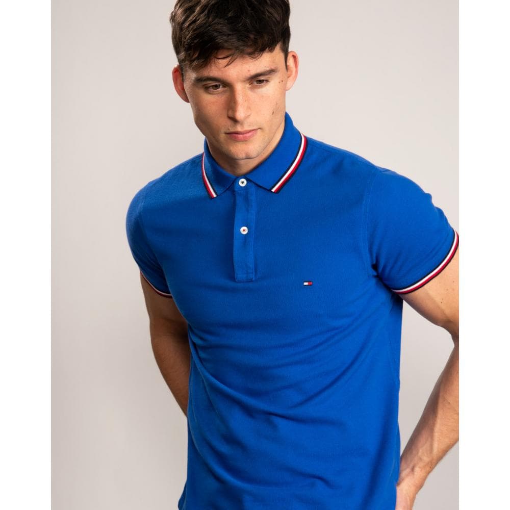 Tommy Hilfiger Slim Mens Tipped Polo - Phthalo Blue