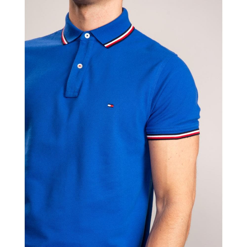 Tommy Hilfiger Slim Mens Tipped Polo - Phthalo Blue