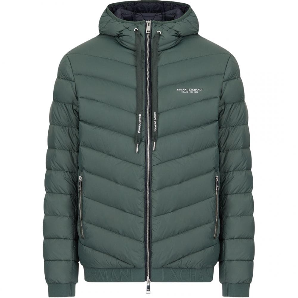 Armani Exchange Milano/New York Logo Mens Hooded Down Jacket