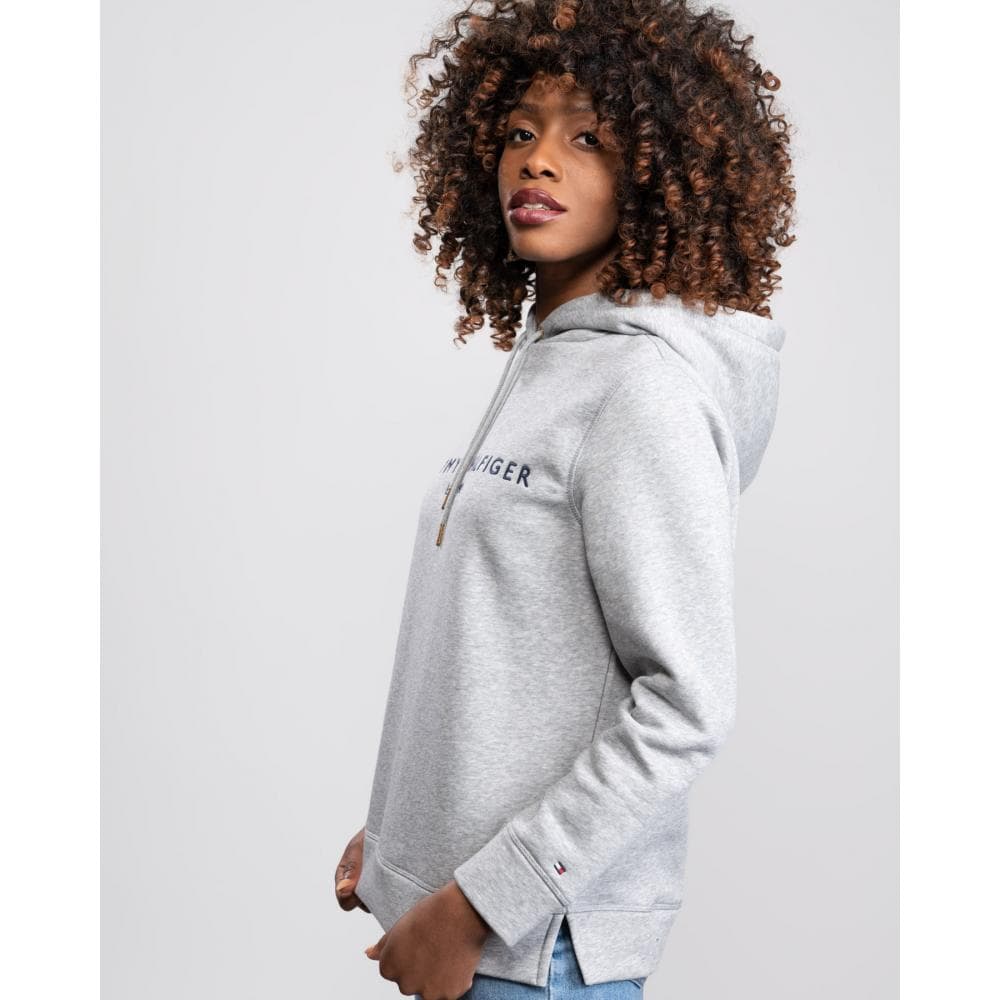 Tommy Hilfiger Heritage Logo Womens Hoodie - Light Grey Htr