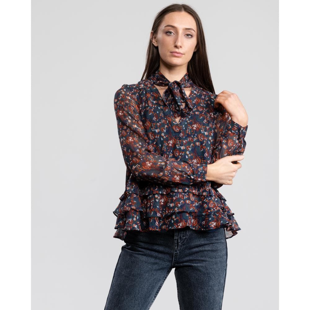 Great Plains Highland Floral Tassle Womens Blouse