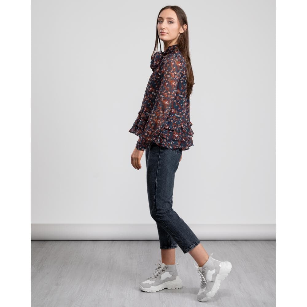 Great Plains Highland Floral Tassle Womens Blouse