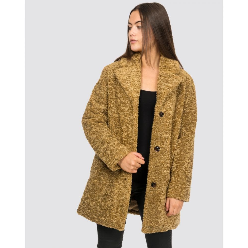 Samsoe & Samsoe Natja Womens Faux Fur Teddy Bear Coat