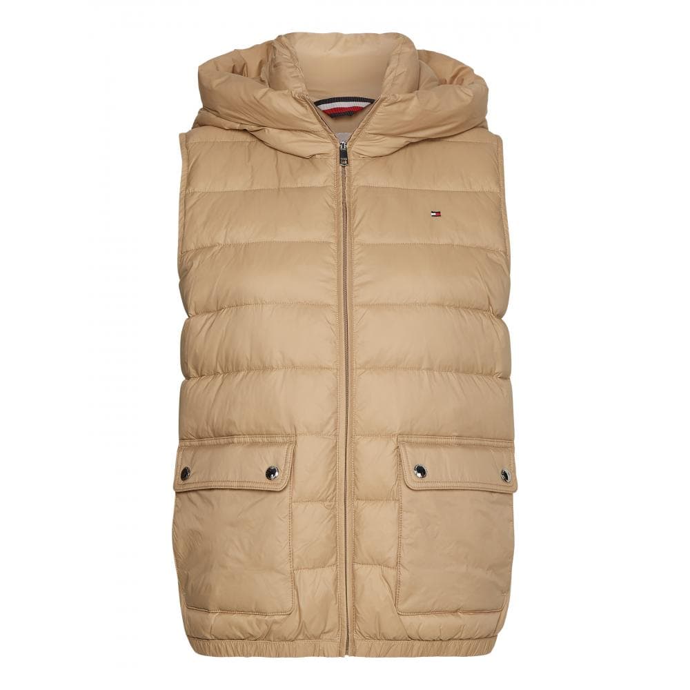 Tommy Hilfiger Lightweight Padded Womens Hooded Vest - Beige