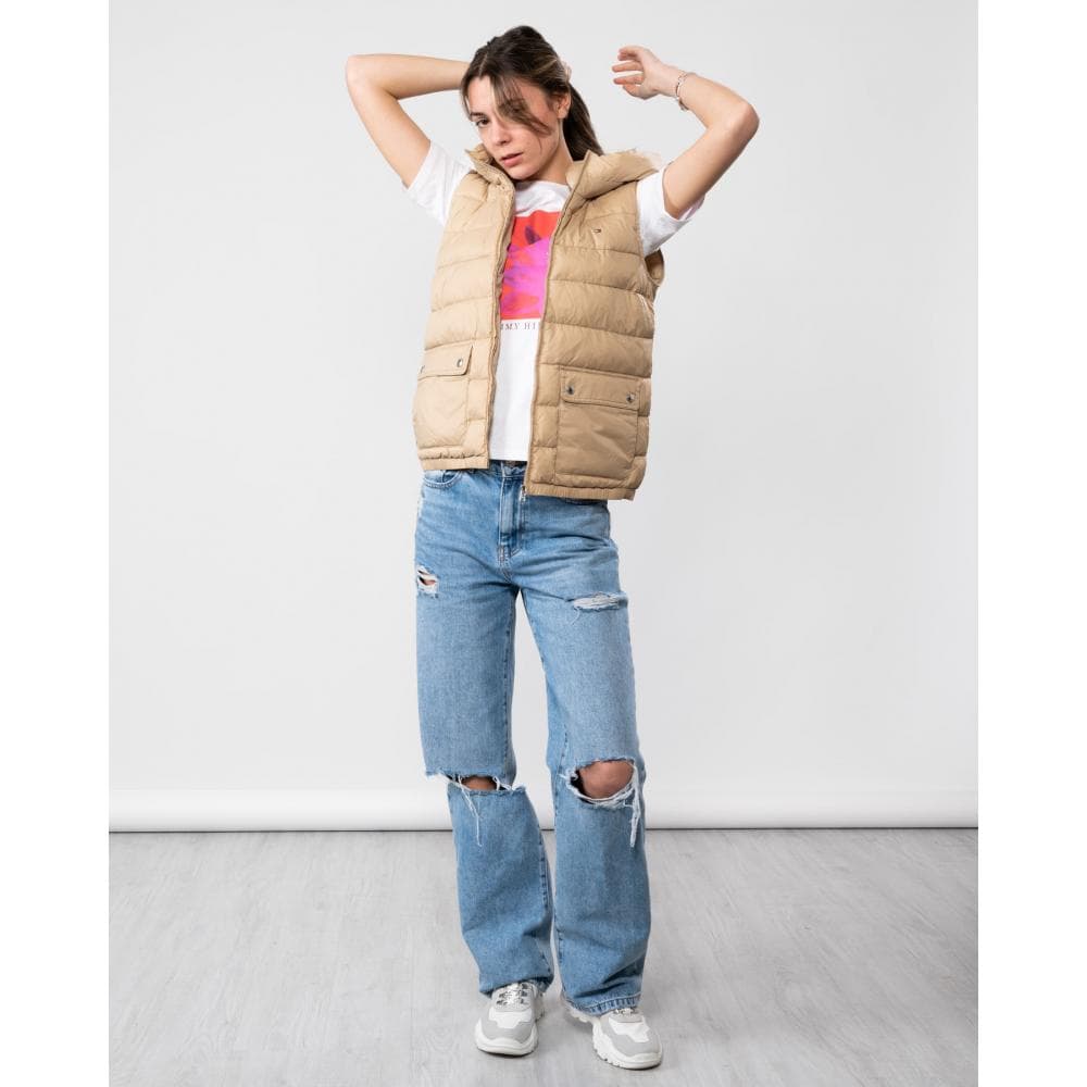 Tommy Hilfiger Lightweight Padded Womens Hooded Vest - Beige