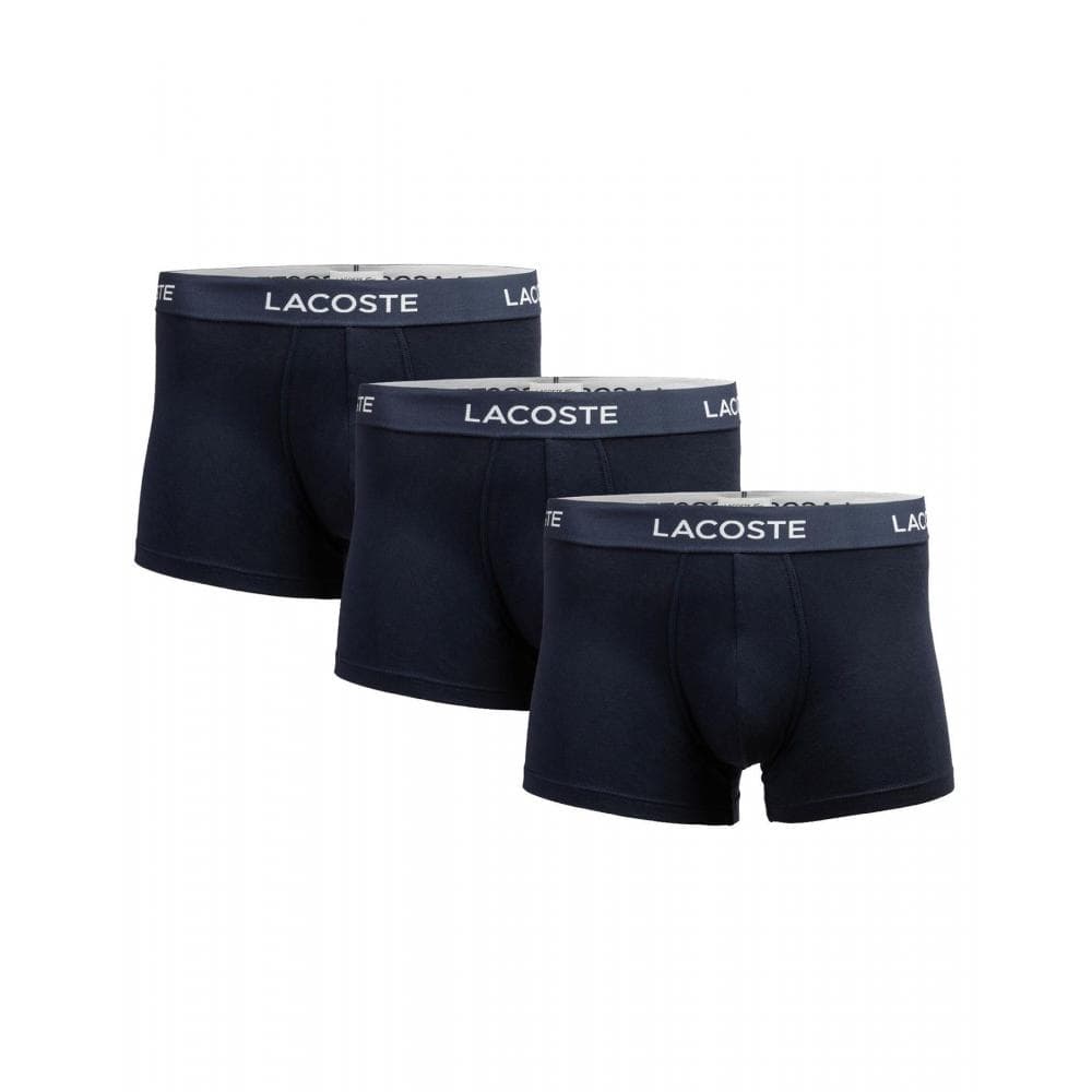 Lacoste 3 Pack Lettered Mens Plain Trunks
