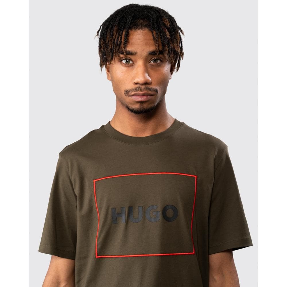 HUGO Dumex Box Logo Mens T-Shirt - Dark Green 303