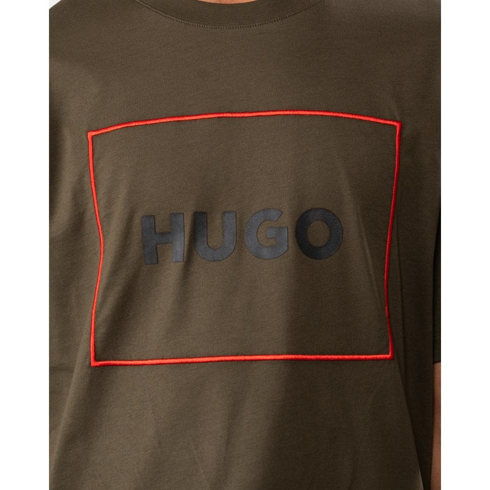 HUGO Dumex Box Logo Mens T-Shirt - Dark Green 303