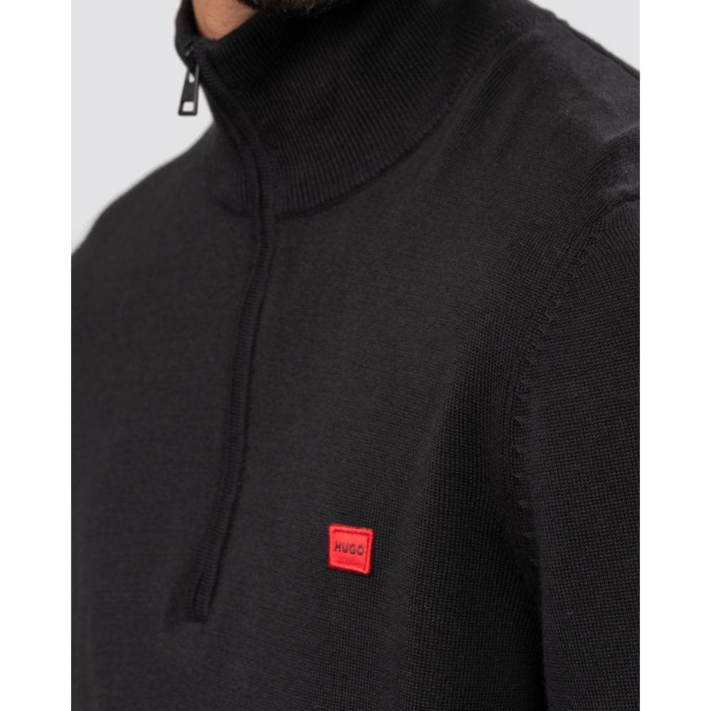 HUGO San Quintus-C Mens 1/4 Zip Pullover - Black 001