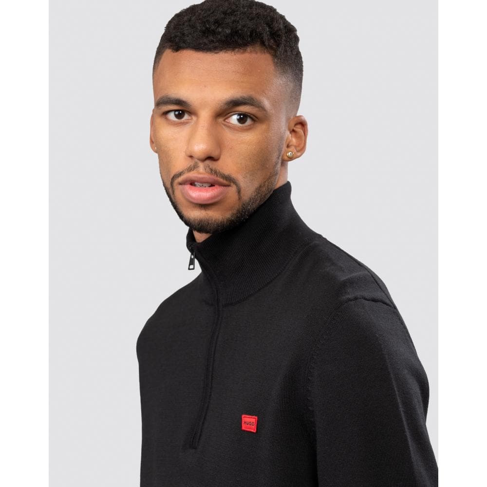 HUGO San Quintus-C Mens 1/4 Zip Pullover - Black 001