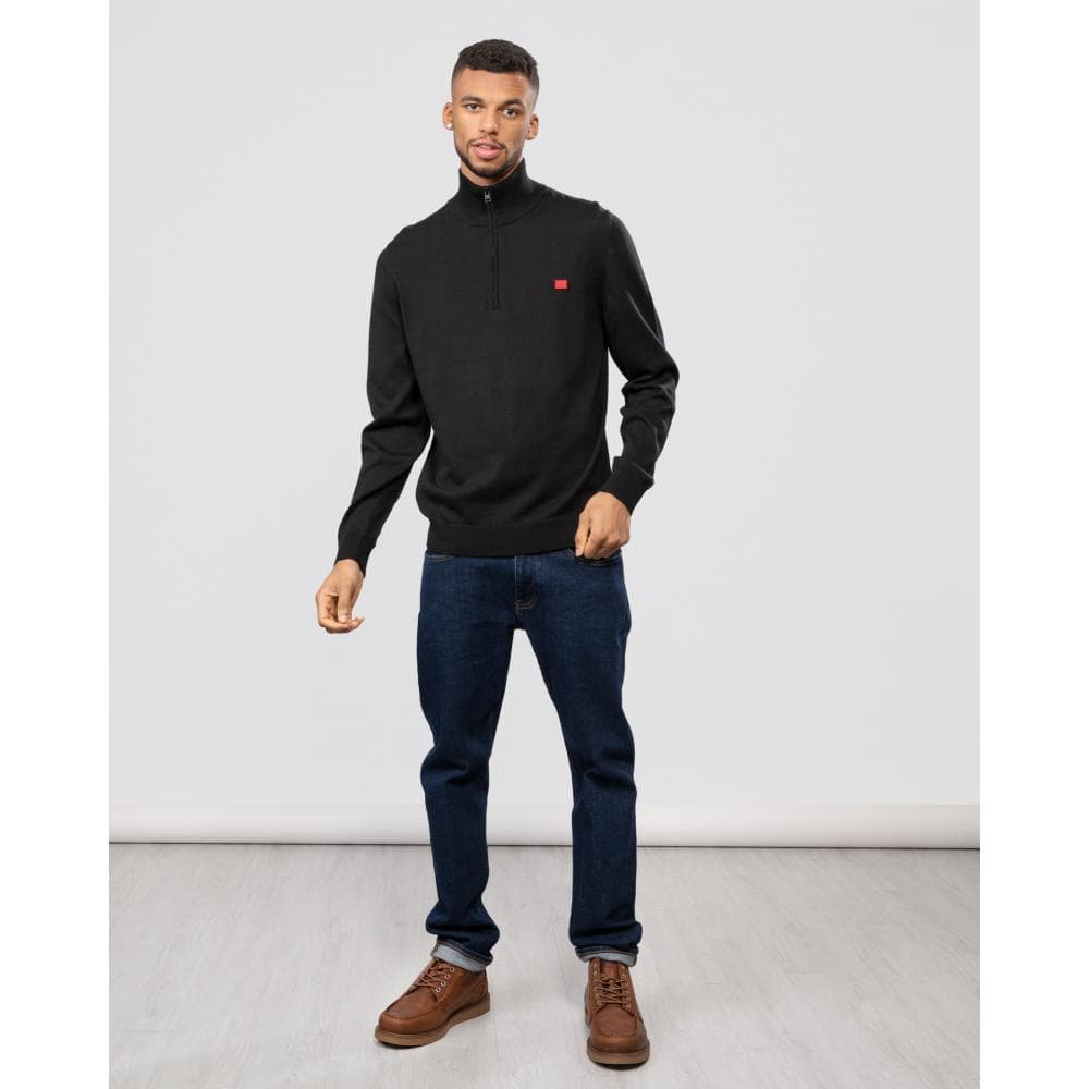 HUGO San Quintus-C Mens 1/4 Zip Pullover - Black 001