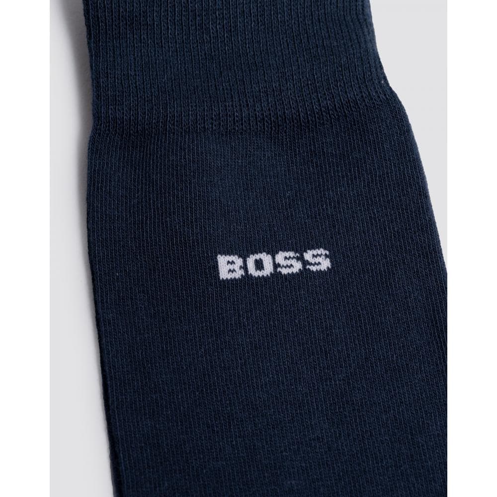 BOSS Orange 2-Pack Mens Regular Length Combed Cotton-Blend Minipattern Socks - Dark Blue 401
