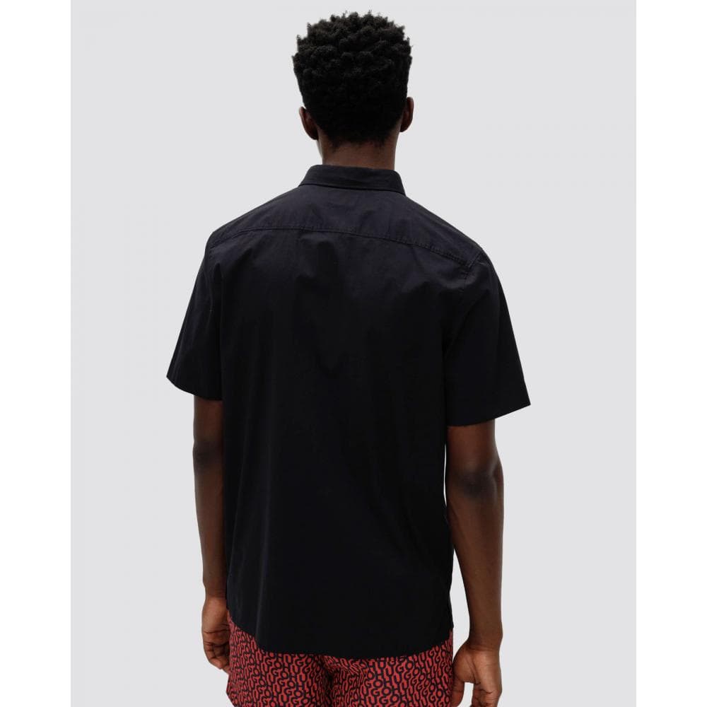 HUGO Ebor Relaxed Fit Mens Stretch Cotton Shirt - Black 001