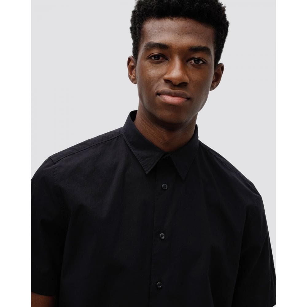 HUGO Ebor Relaxed Fit Mens Stretch Cotton Shirt - Black 001