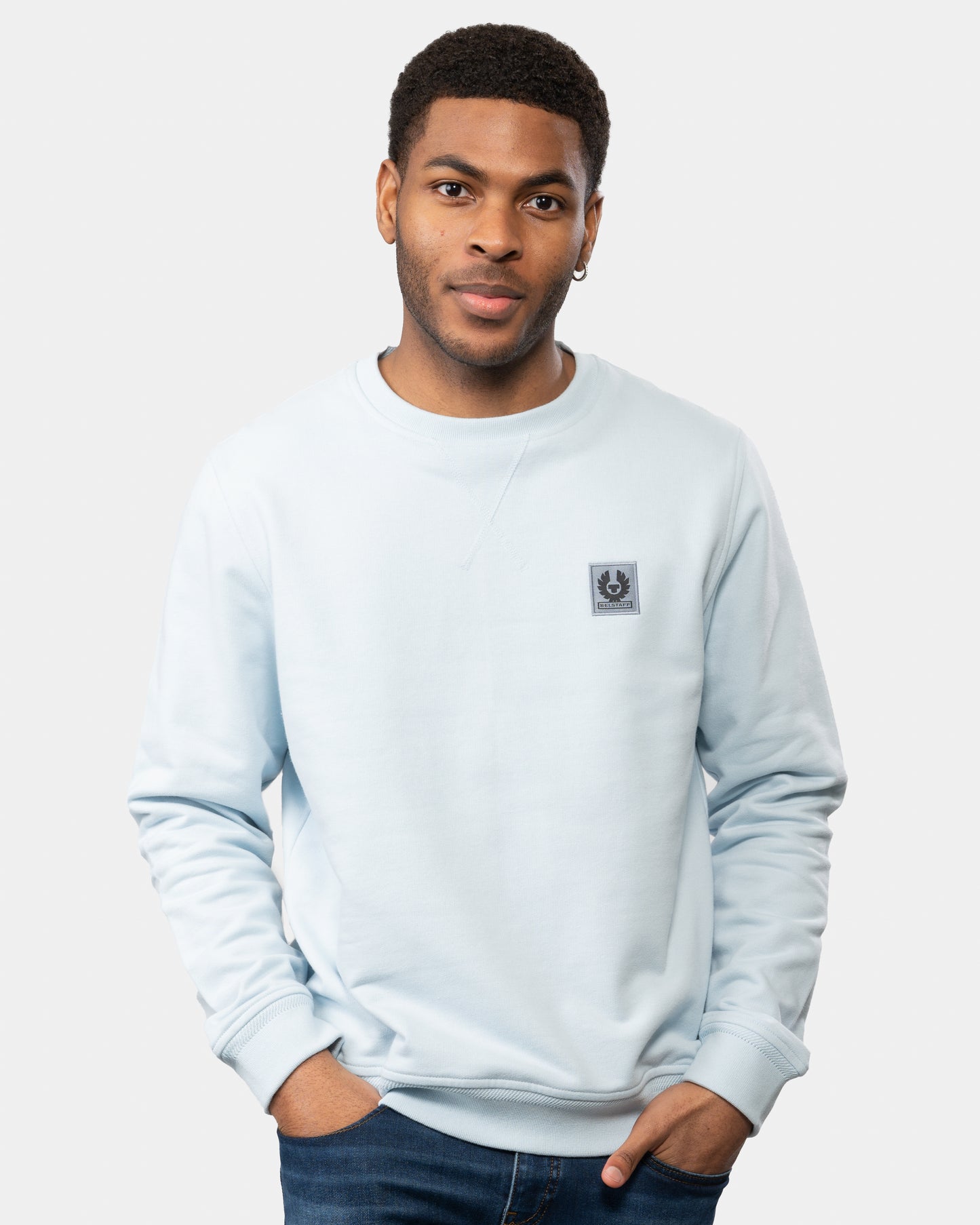 Belstaff Mens Crew Neck Sweatshirt With Logo Patch