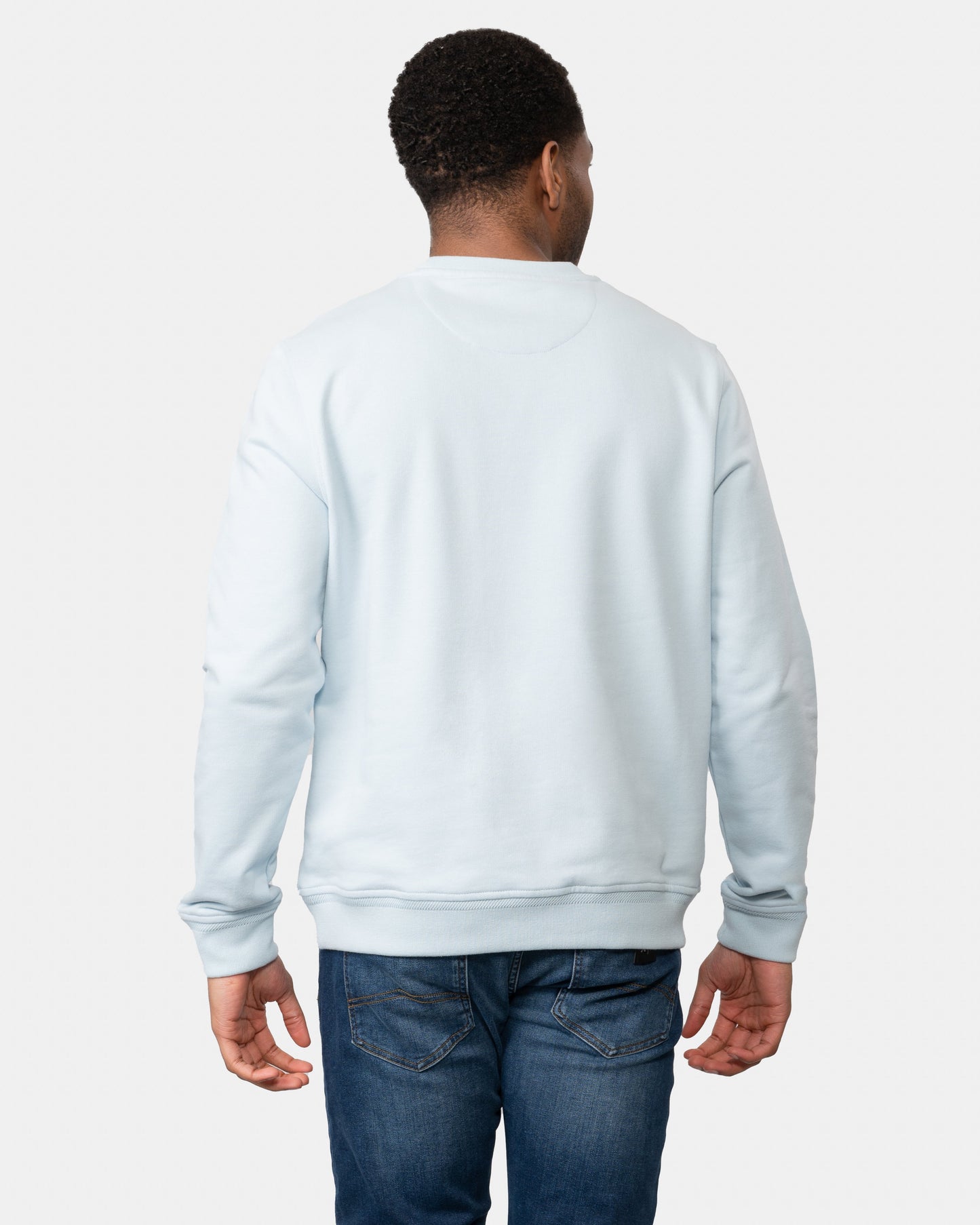 Belstaff Mens Crew Neck Sweatshirt With Logo Patch - Sky Blue