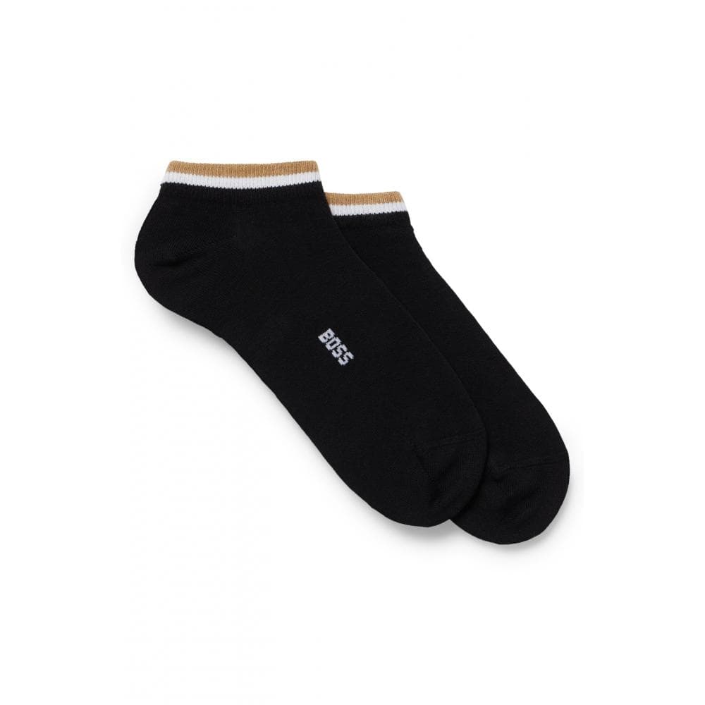 BOSS Orange 2 Pack Uni Stripe Mens Trainer Socks NOS - Black 001
