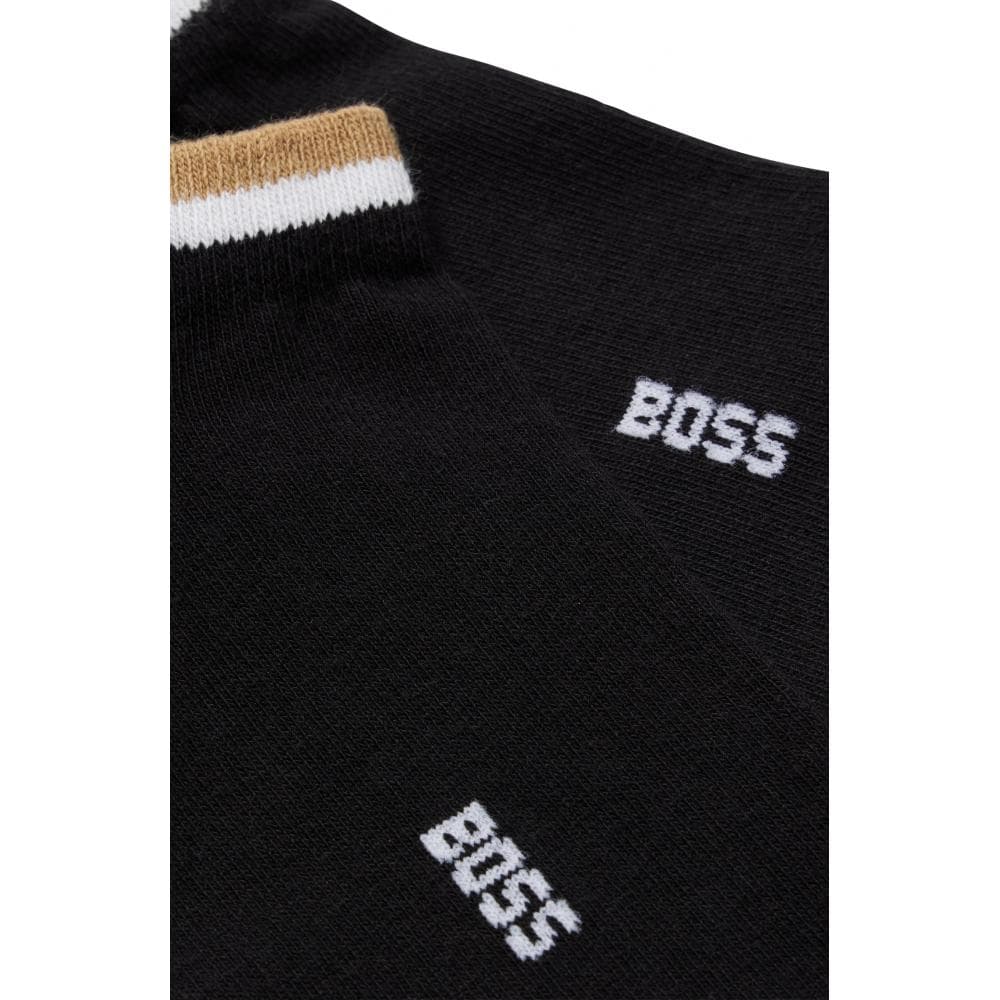 BOSS Orange 2 Pack Uni Stripe Mens Trainer Socks NOS - Black 001