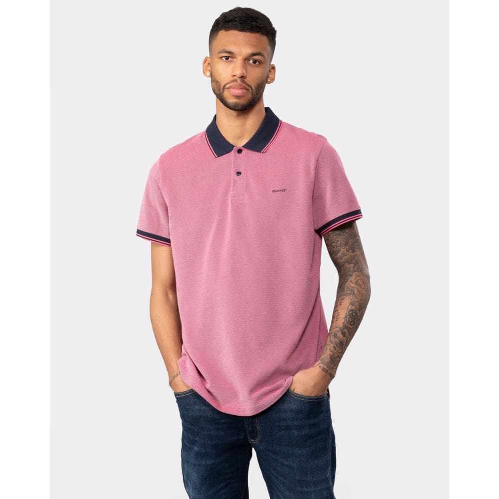 GANT Mens 4-Col Oxford Short Sleeve Pique Polo