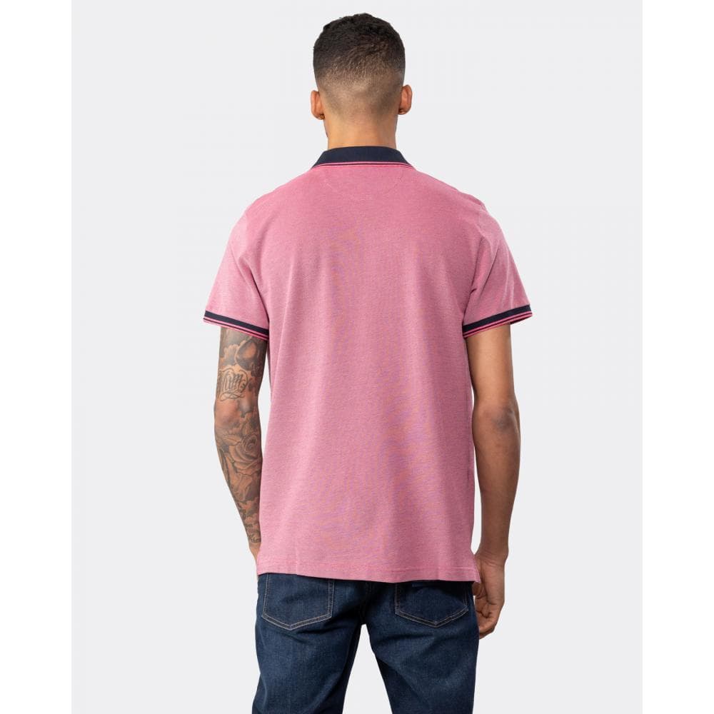 GANT Mens 4-Col Oxford Short Sleeve Pique Polo - 635 Magenta Pink