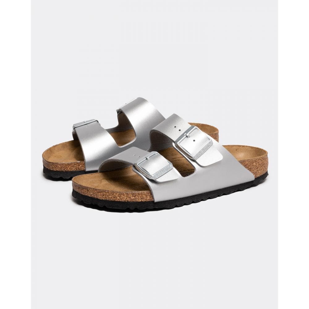 Birkenstock Arizona Birko-Flor Metallic Womens Sandals - Silver