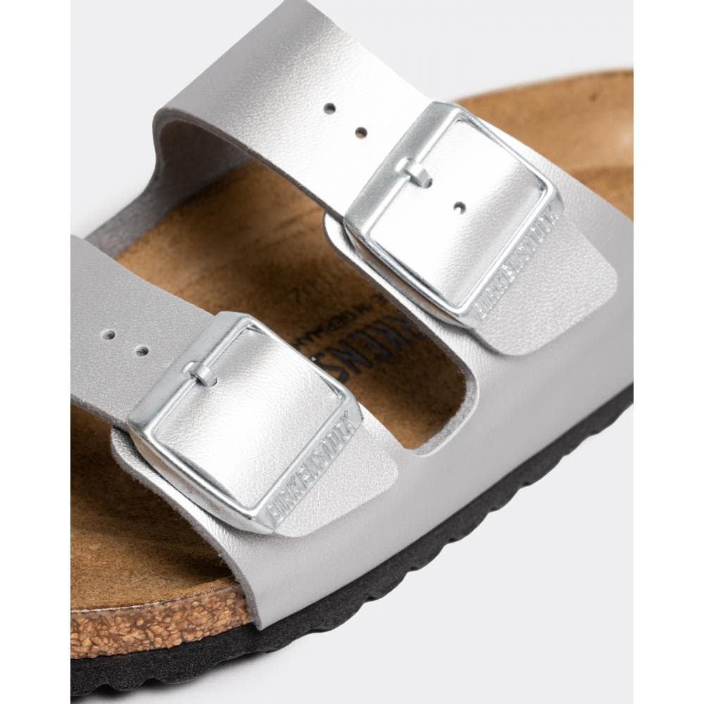 Birkenstock Arizona Birko-Flor Metallic Womens Sandals - Silver