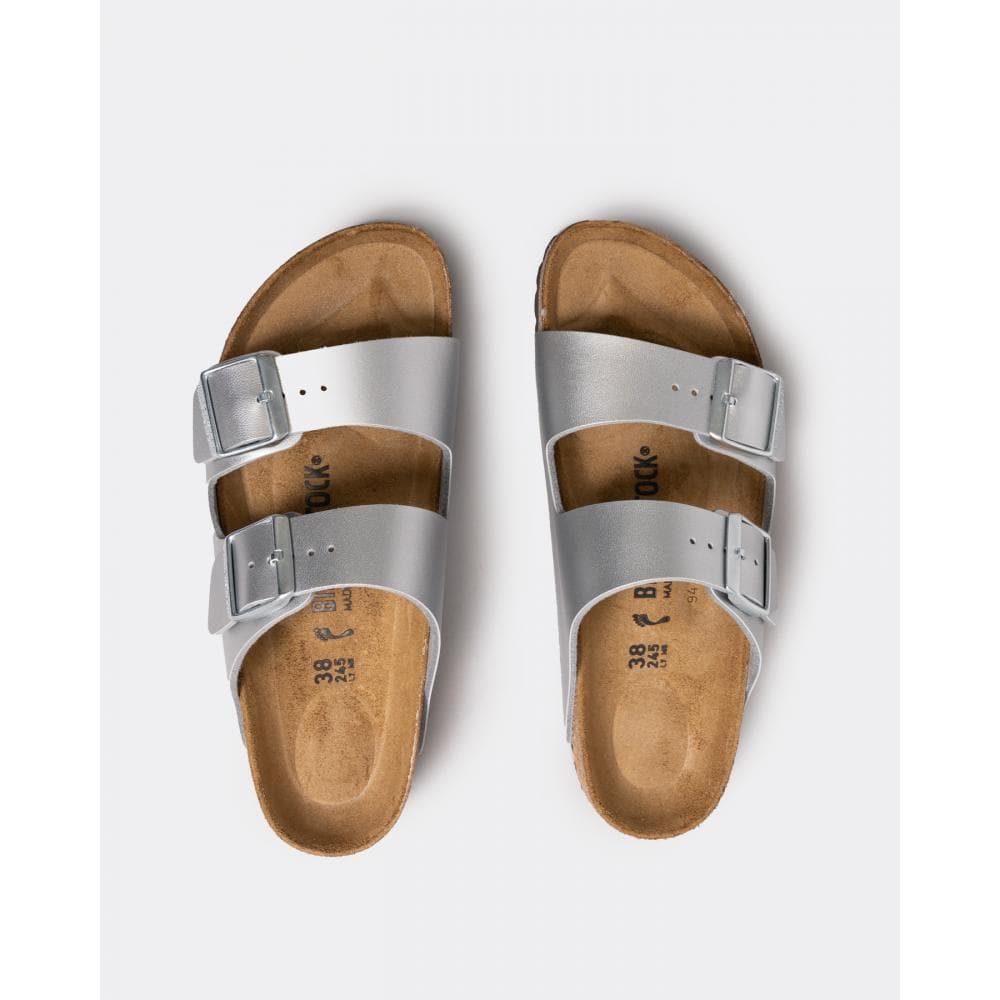 Birkenstock Arizona Birko-Flor Metallic Womens Sandals - Silver