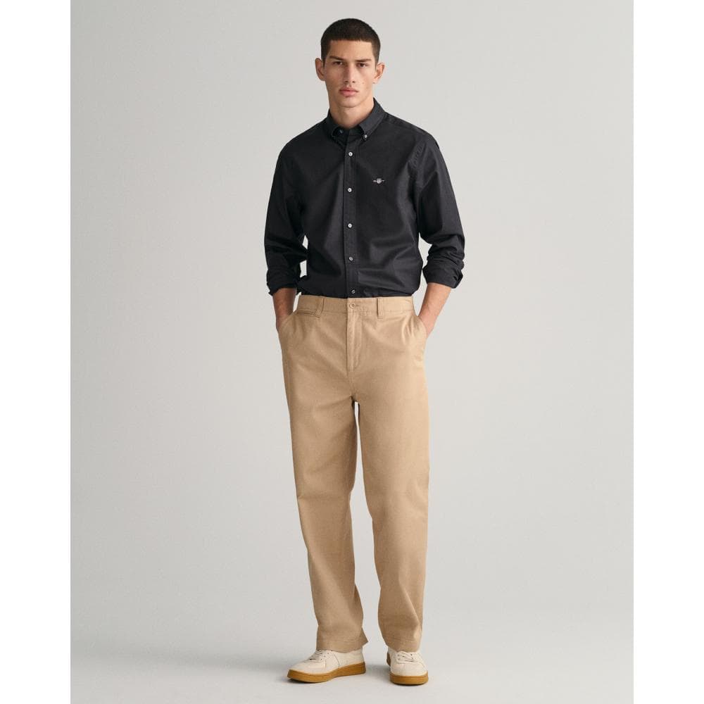 GANT Mens Slim Fit Long Sleeve Poplin Shirt - 5 Black