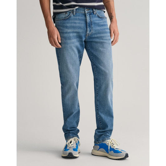 GANT Mens Slim Fit Jeans - 971 Mid Blue Worn In