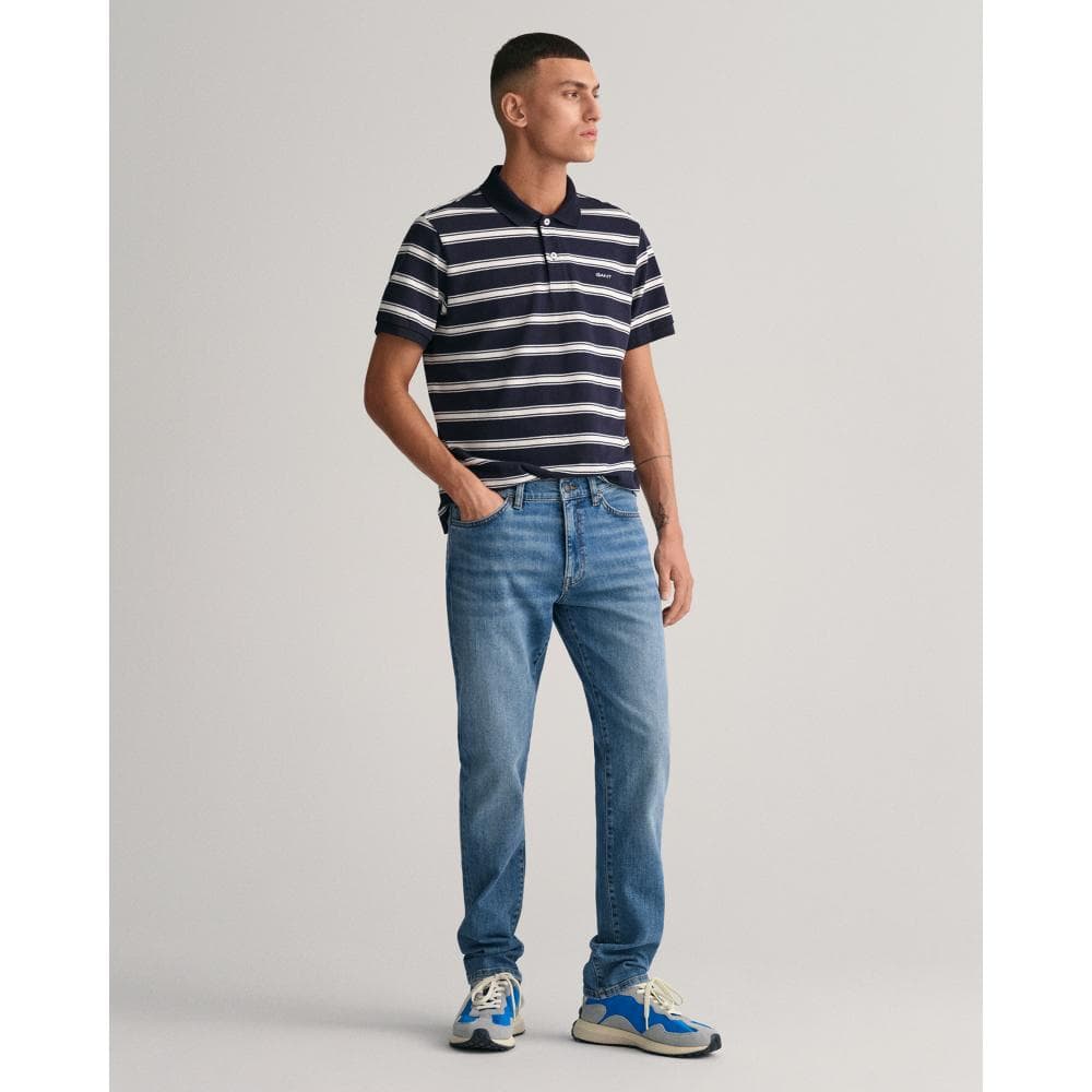 GANT Mens Slim Fit Jeans - 971 Mid Blue Worn In