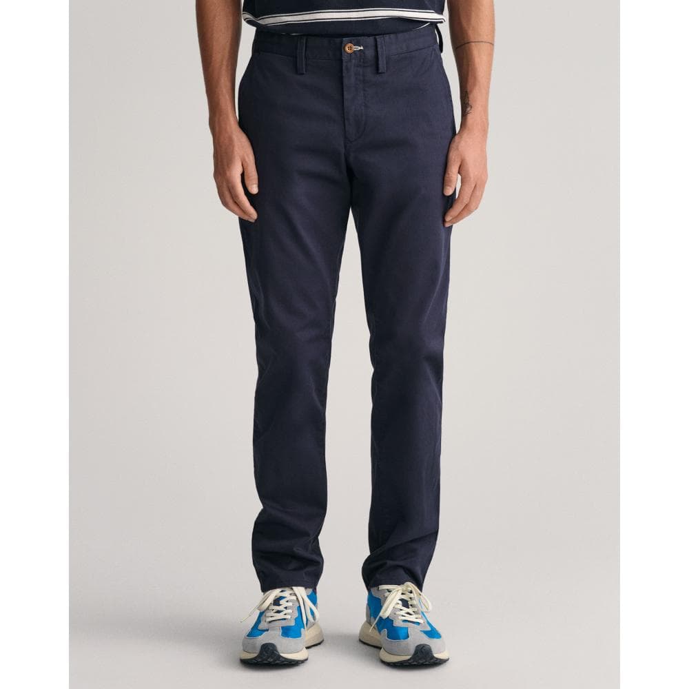 GANT Mens Slim Fit Twill Chinos - 410 Marine