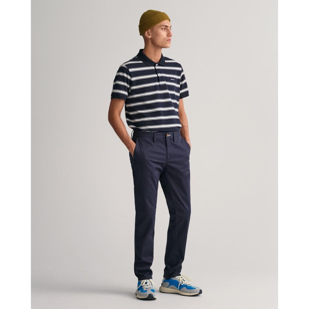 GANT Mens Slim Fit Twill Chinos - 410 Marine