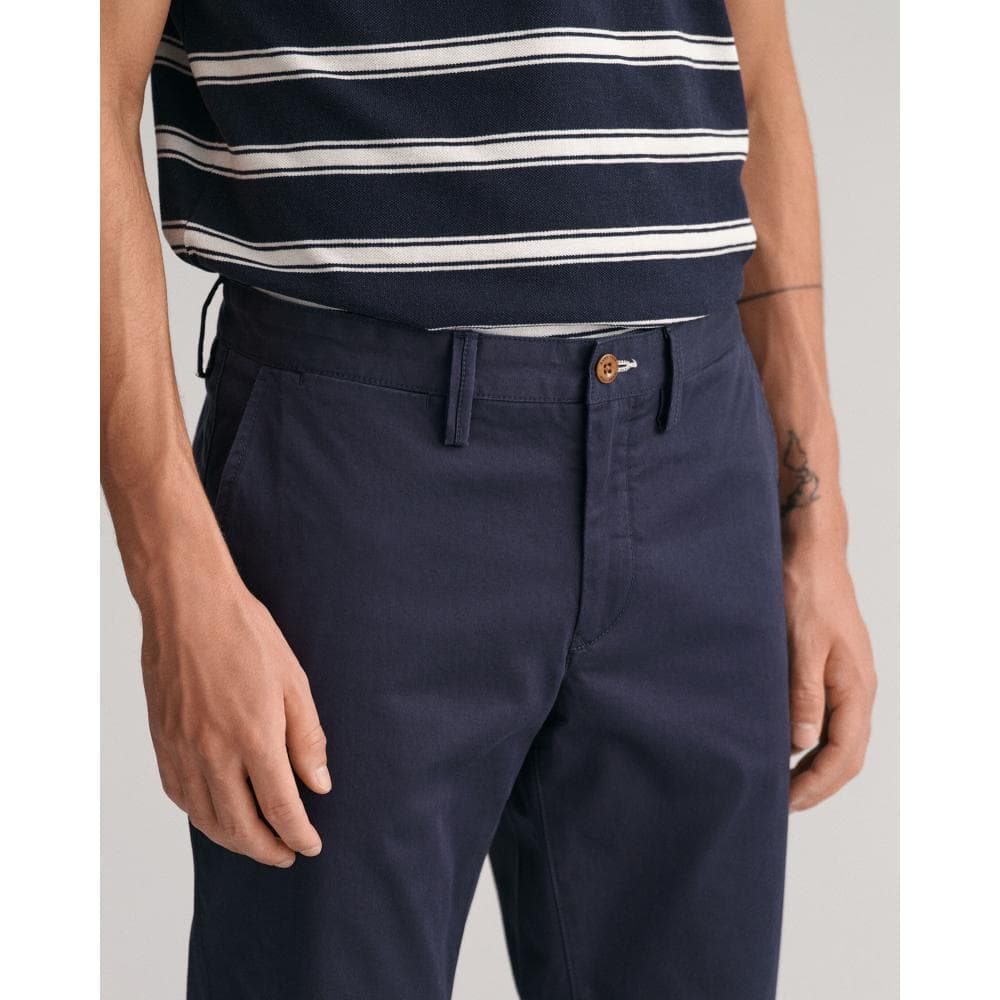 GANT Mens Slim Fit Twill Chinos - 410 Marine