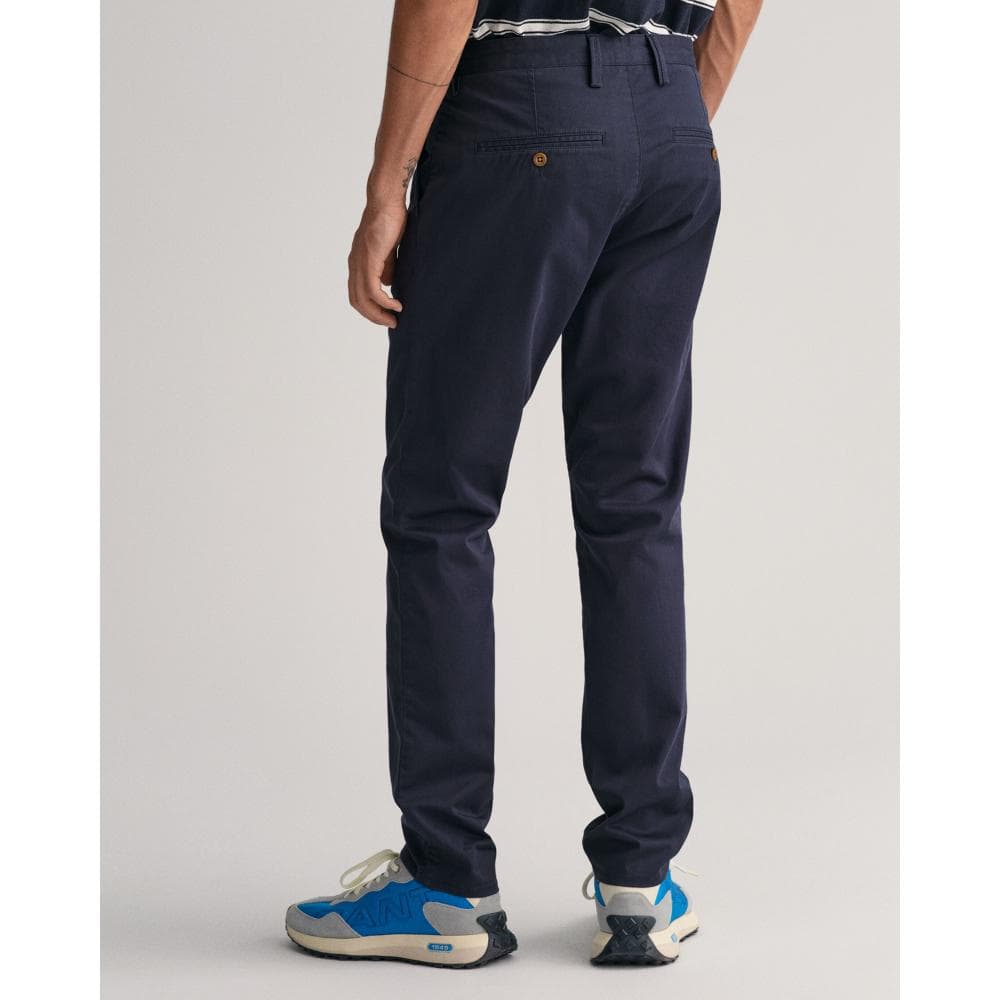 GANT Mens Slim Fit Twill Chinos - 410 Marine
