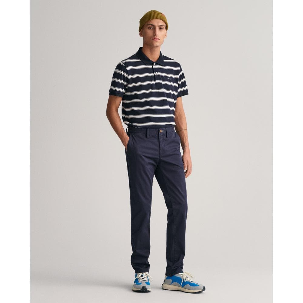 GANT Mens Slim Fit Twill Chinos - 410 Marine