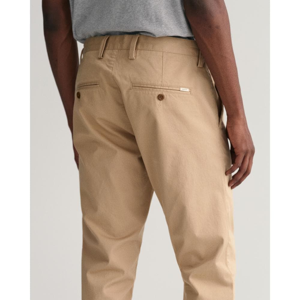 GANT Mens Slim Fit Twill Chinos - 248 Dark Khaki