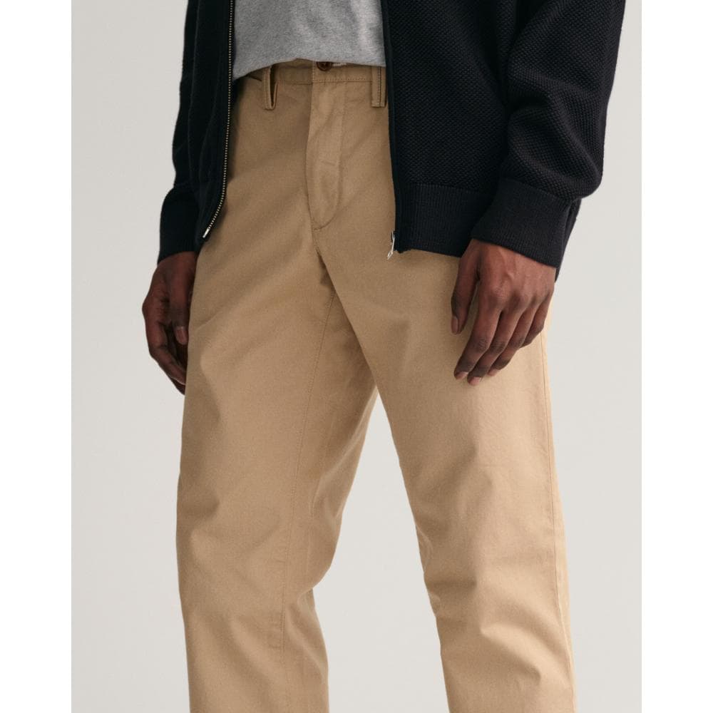 GANT Mens Slim Fit Twill Chinos - 248 Dark Khaki