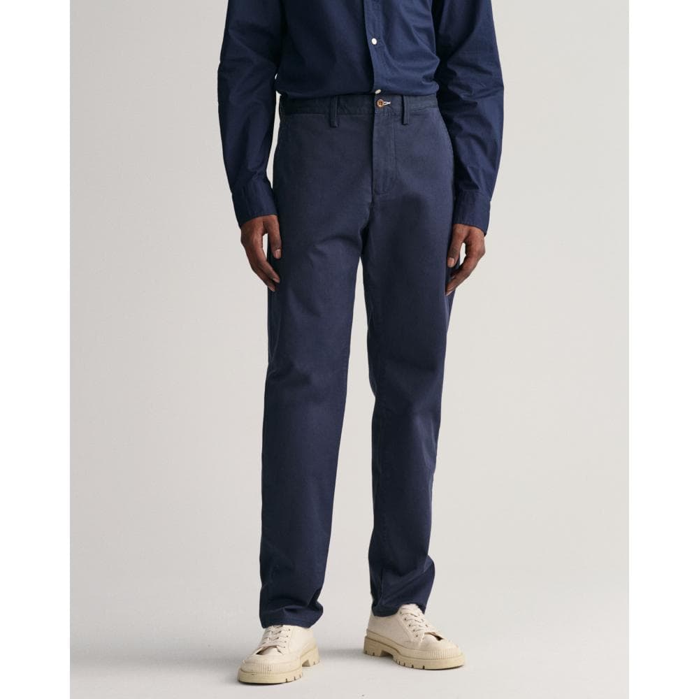 GANT Mens Regular Fit Twill Chinos - 410 Marine