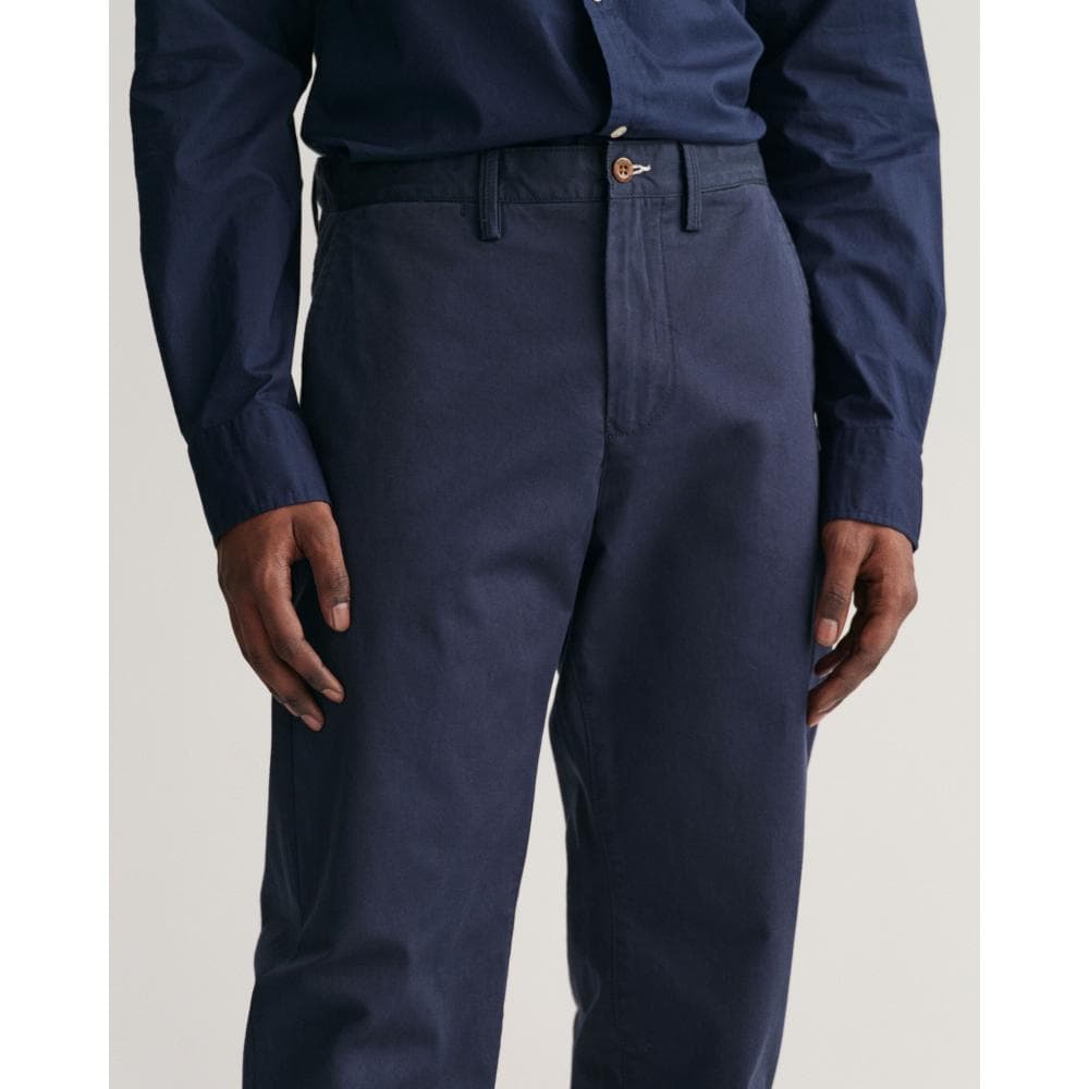 GANT Mens Regular Fit Twill Chinos - 410 Marine